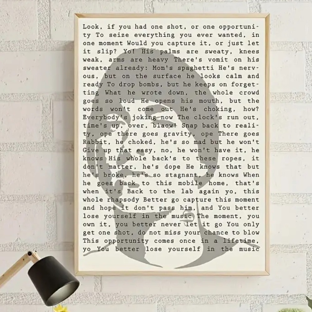 Eminem “Lose Yourself” Song Lyrics Canvas Print Wall Art